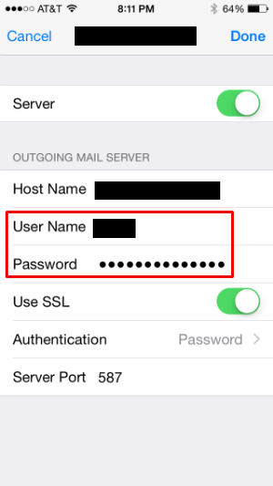 Cómo se configura el servidor de correo de salida a iOS 8