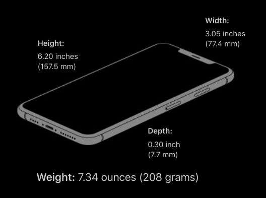 Tamaño y peso del iPhone XS Max