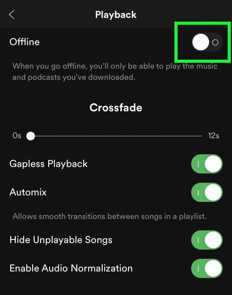 Spotify sólo reproduce canciones descargadas