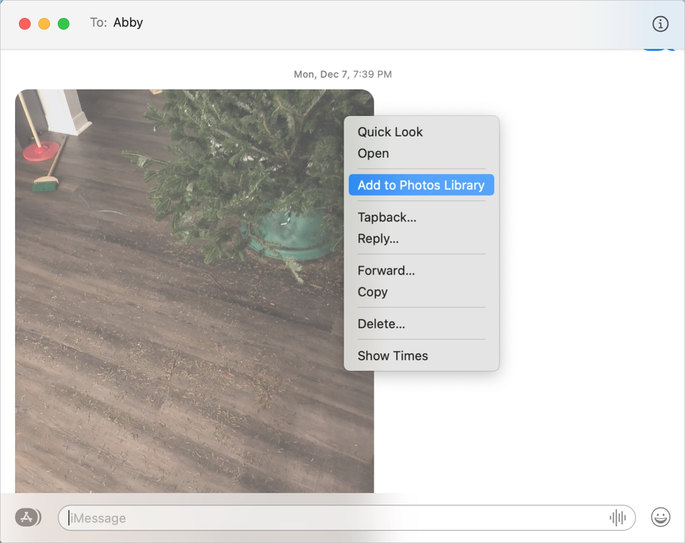 Añadir a la biblioteca de fotos desde conversaciones de mensajes al Mac