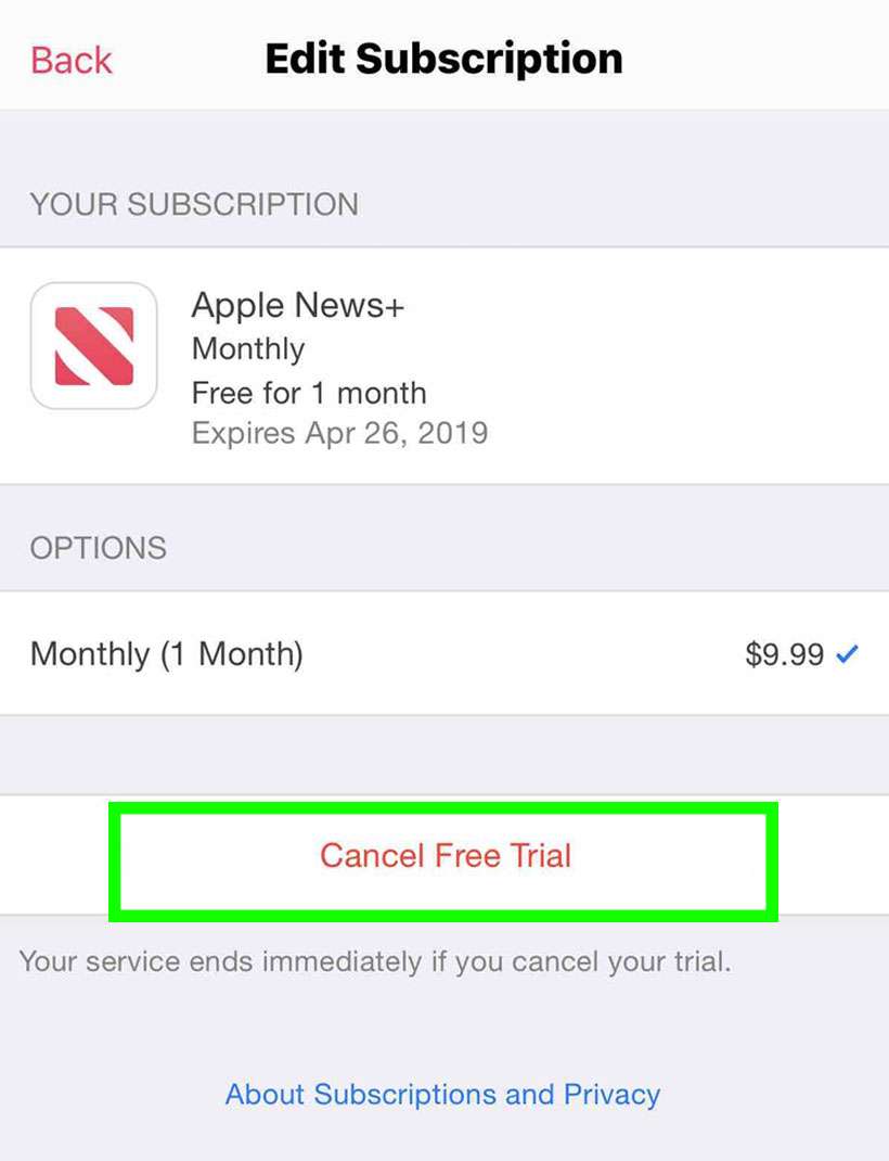 Cancelar la suscripción a Apple News + 3