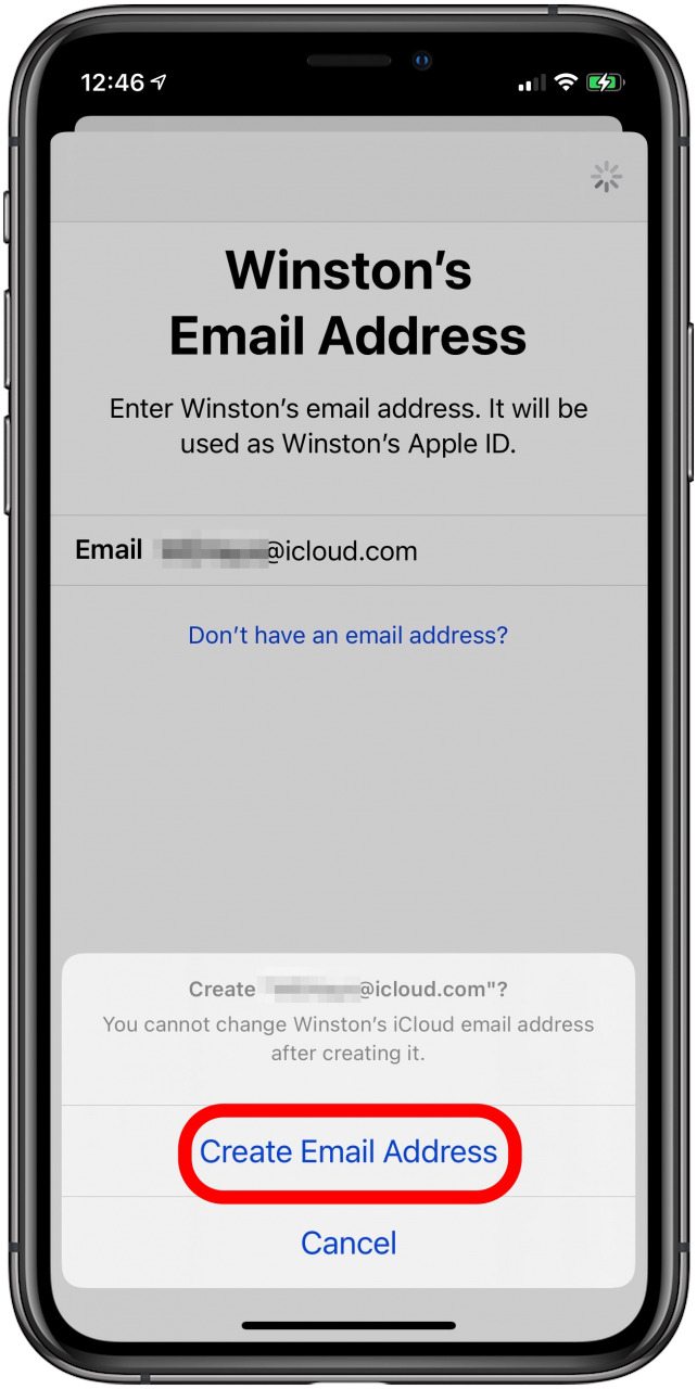 crear dirección de correo electrónico de identificación de Apple