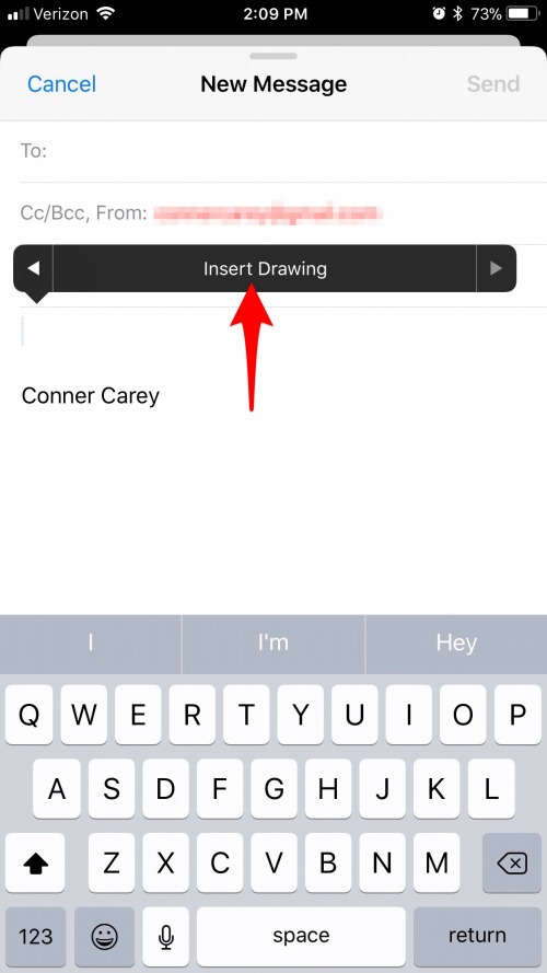 Cómo insertar un dibujo en un correo electrónico con iOS 11 en iPhone