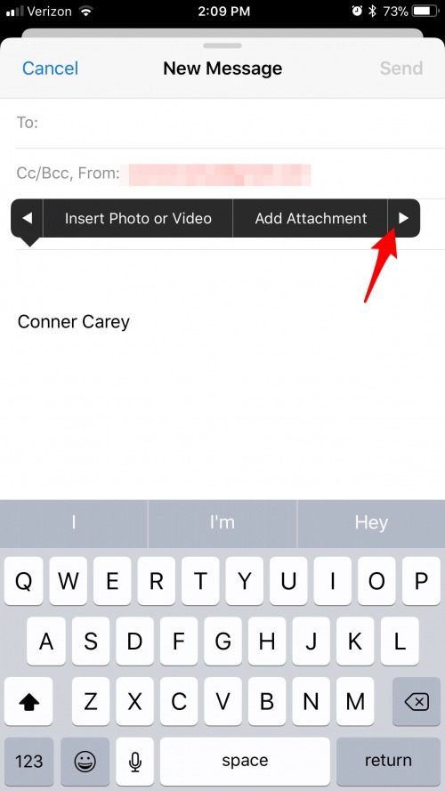 Cómo insertar un dibujo en un correo electrónico con iOS 11 en iPhone