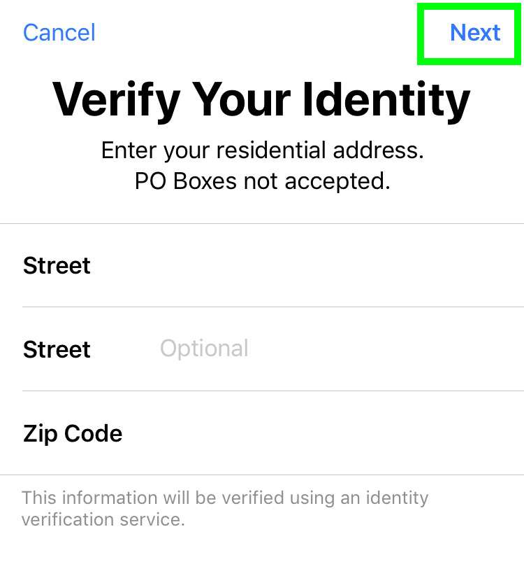 IPhone de verificación de identidad de Apple Pay Cash