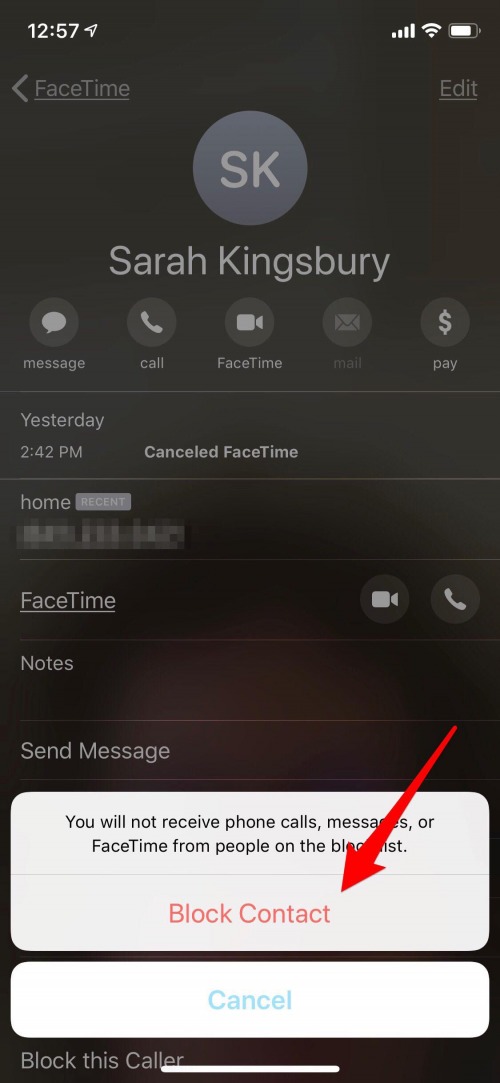 cómo bloquear un número de llamadas facetime en iphone