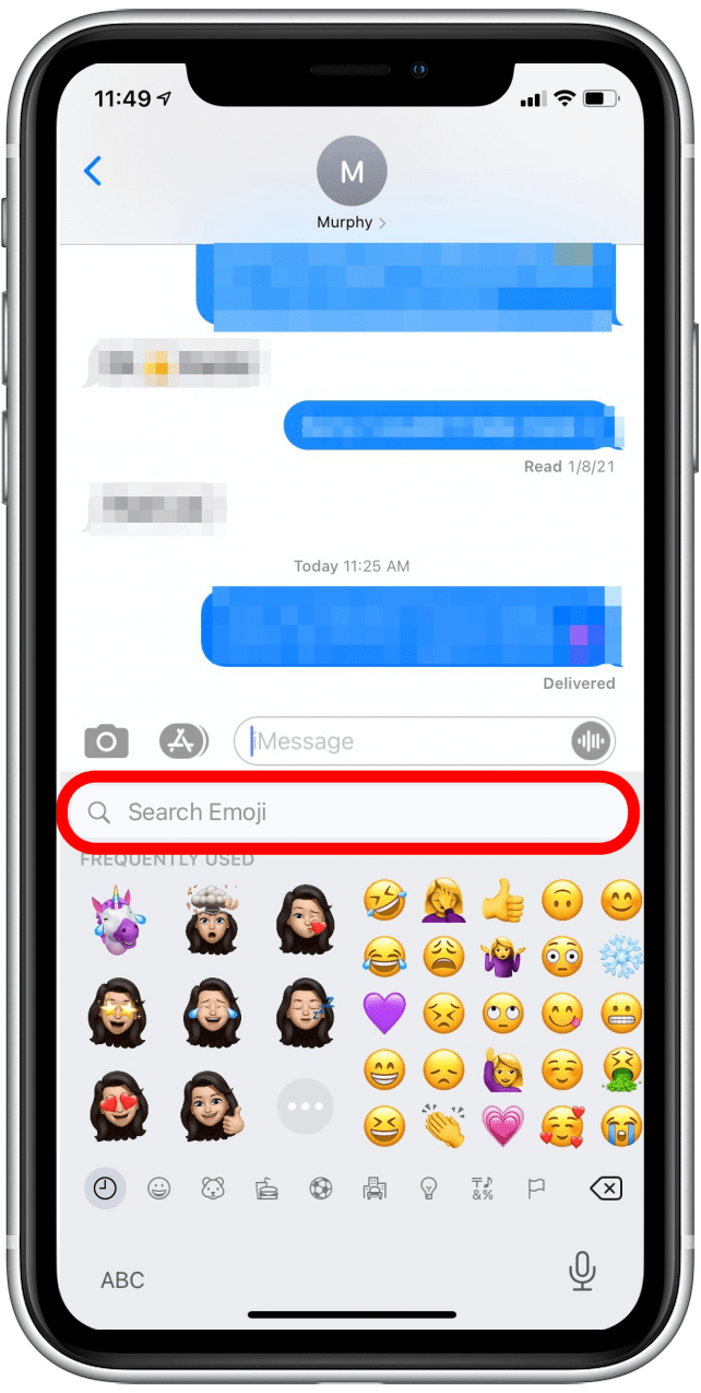 Toca la barra de búsqueda de Emoji