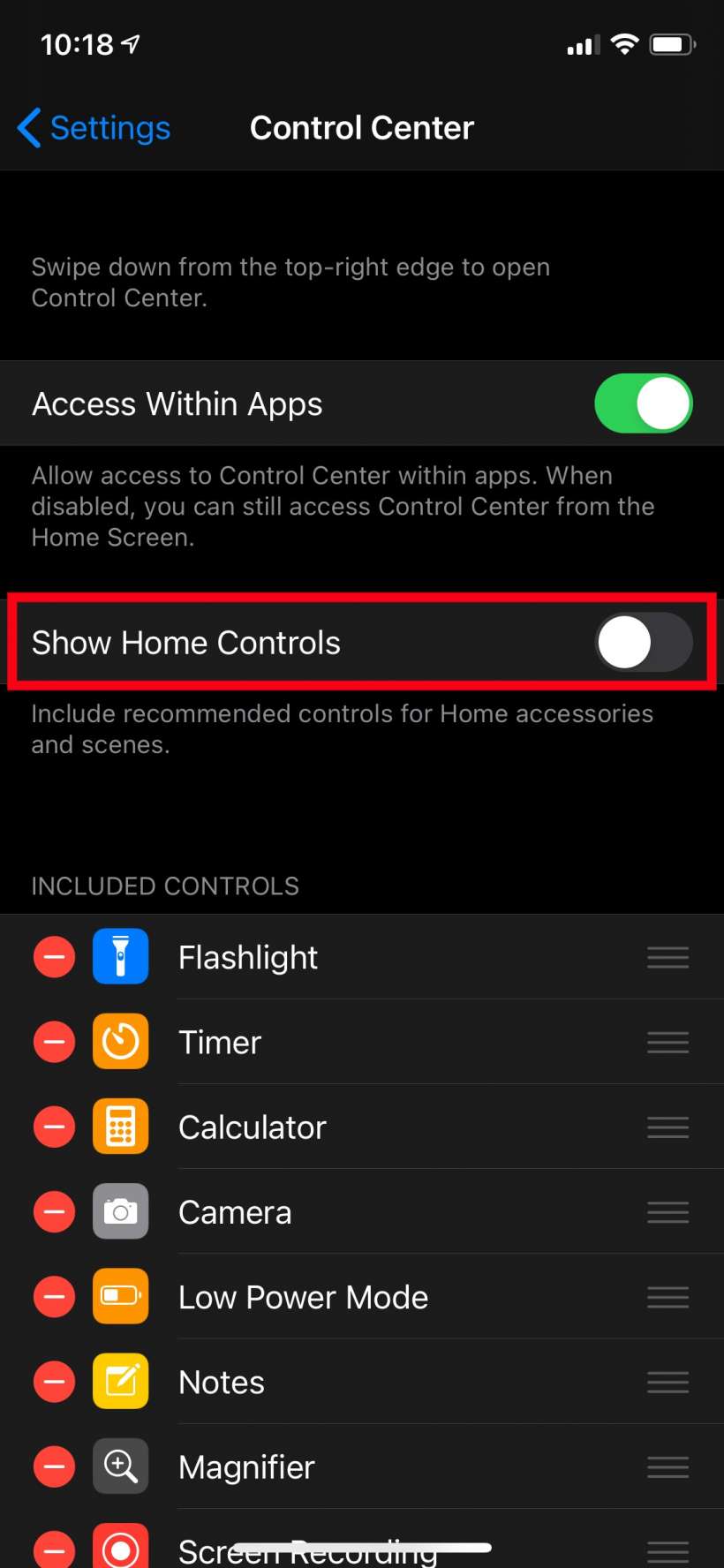 Como se pueden suprimir los controles de casa del Centro de control del iPhone y el iPad a iOS 14.