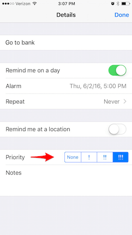 Cómo configurar un recordatorio de prioridad en su iPhone