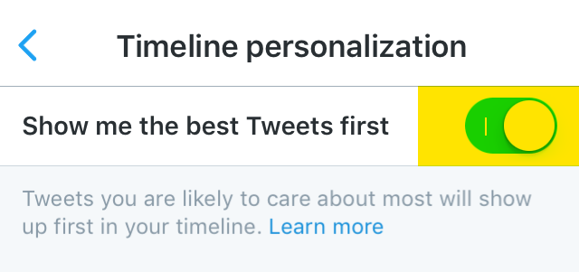 Desactive la personalización de la cronología de Twitter