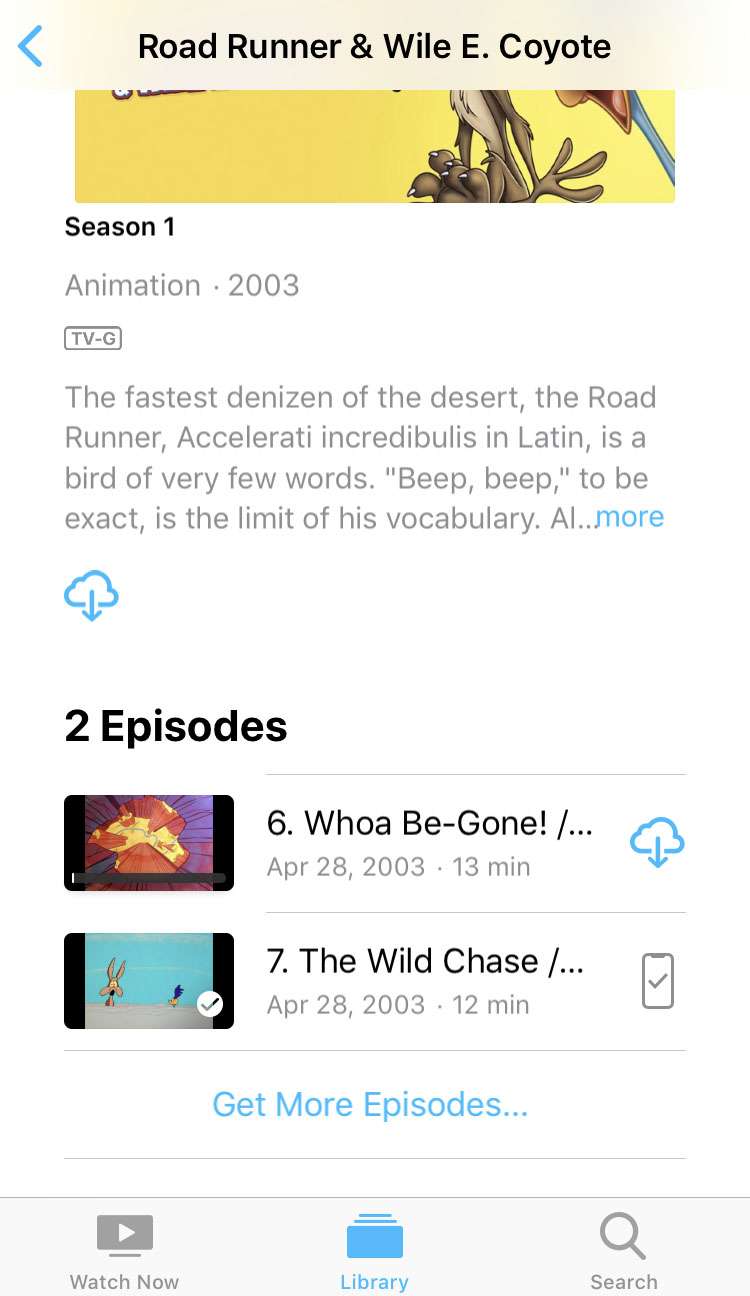 Vea programas fuera de línea de la aplicación Apple TV 3