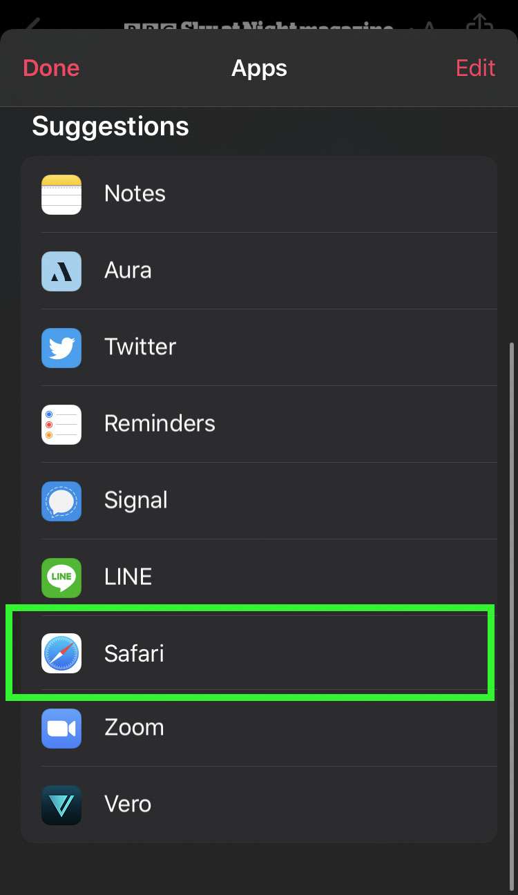 Noticia abierta de Apple News en Safari 5