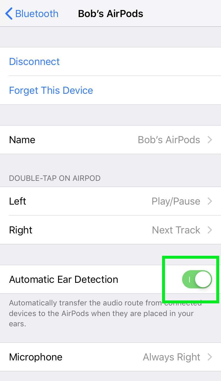Los AirPods desactivan la detección automática del oído 3