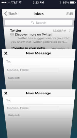 Abra varios correos electrónicos a iOS 8