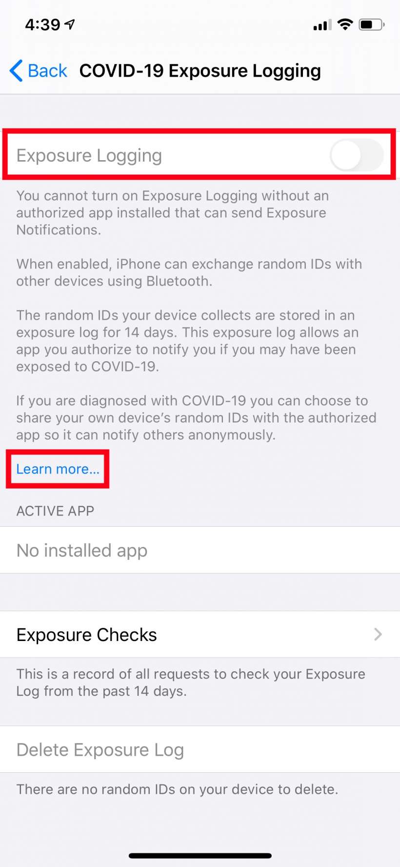 Cómo se activa el registro de exposiciones y notificaciones de Covidien-19 en el iPhone y el iPad.