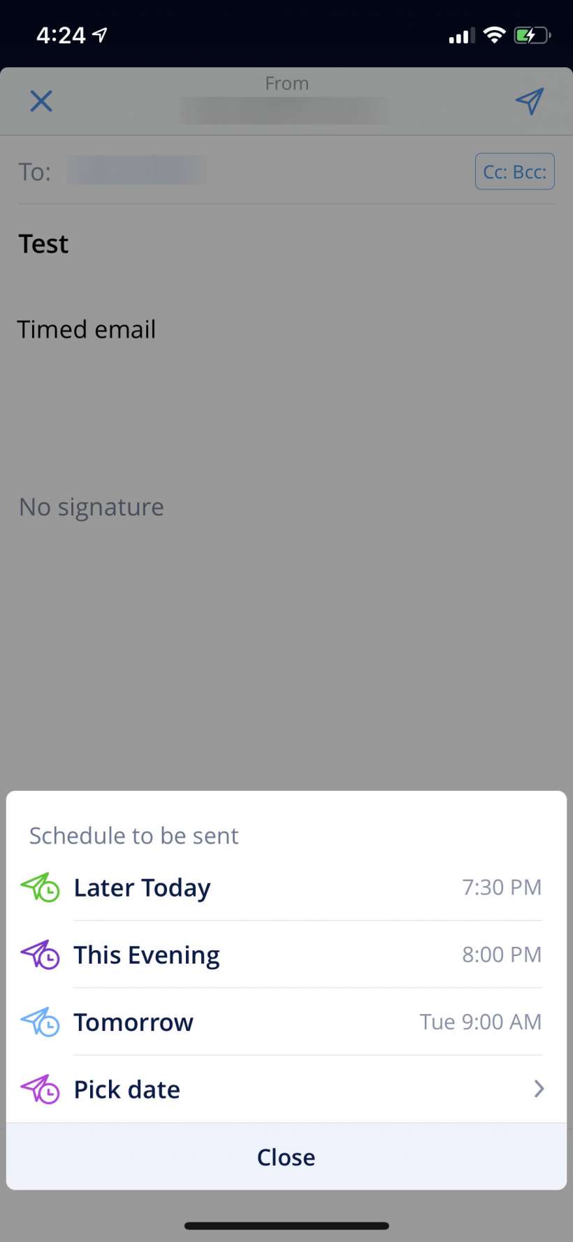 Como programar los correos electrónicos para enviarlos más tarde en el iPhone y el iPad con el correo Spark.