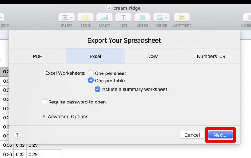 Cómo convertir archivos Numbers a Excel PDF o CSV iPhone, iPad y Mac