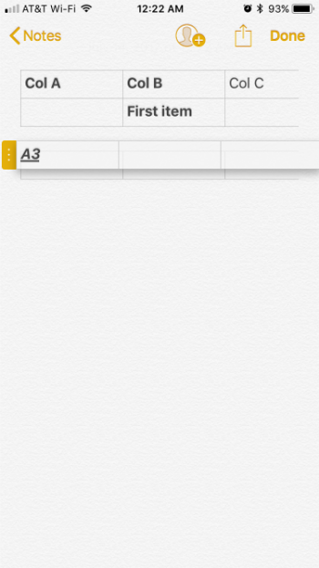 Como crear tablas en Notas al iPhone y el iPad.