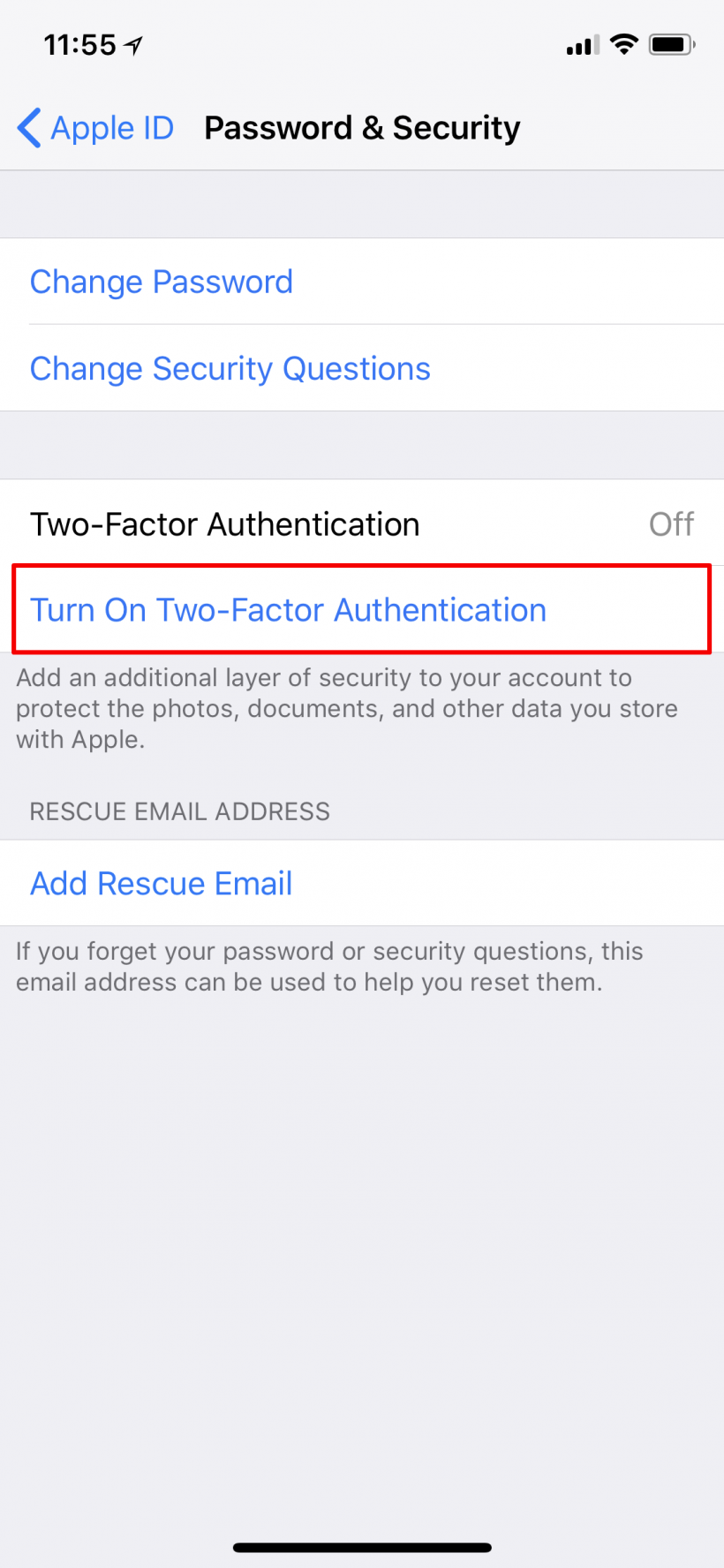 Como se activa la autenticación de dos factores (2FA) para Apple ID en el iPhone y el iPod.