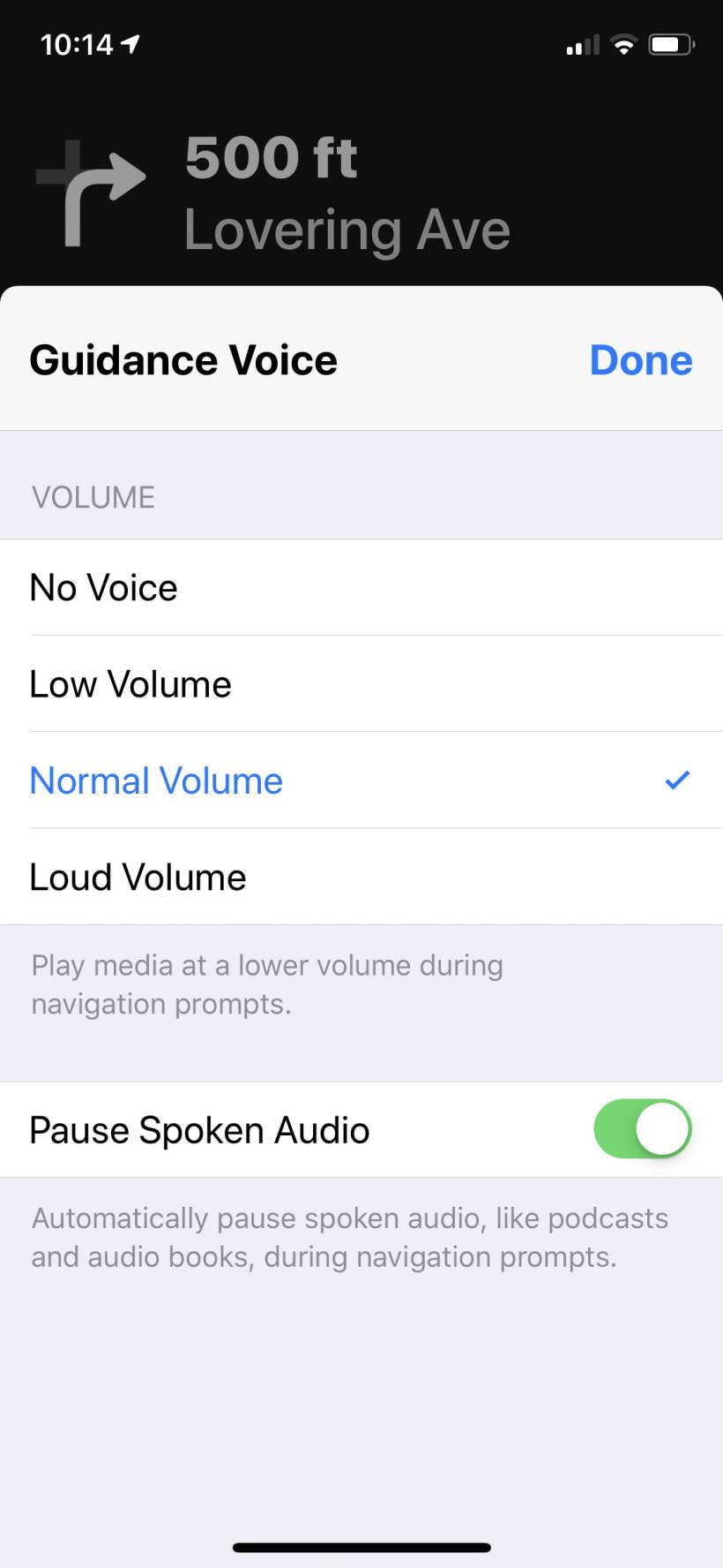 Como desactivar las indicaciones de voz paso a paso a Apple Maps en el iPhone.