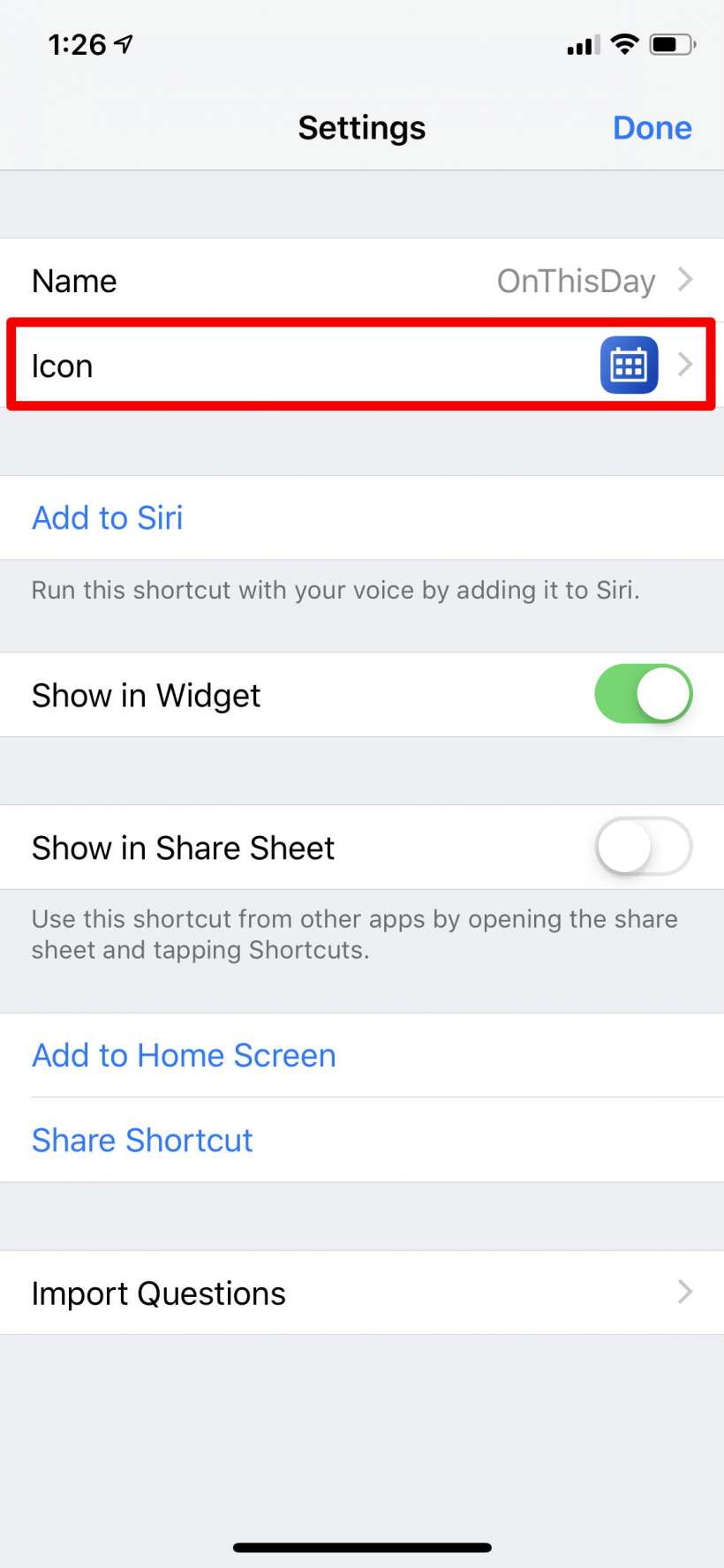 Como se cambia un icono de acceso directo en la pantalla de inicio del iPhone o el iPad.