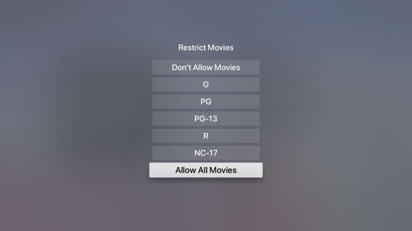 Cómo establecer restricciones parentales a Apple TV.