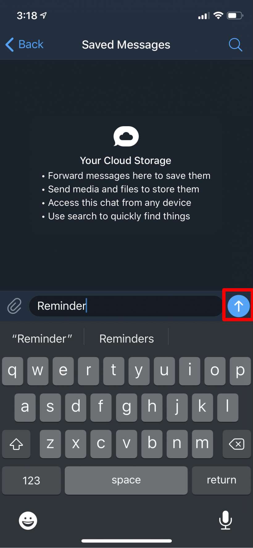 Cómo configurar recordatorios y programar mensajes a Telegram en el iPhone y el iPad.