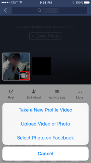 Cómo se utiliza un vídeo como imagen de perfil de Facebook mediante la aplicación iOS.
