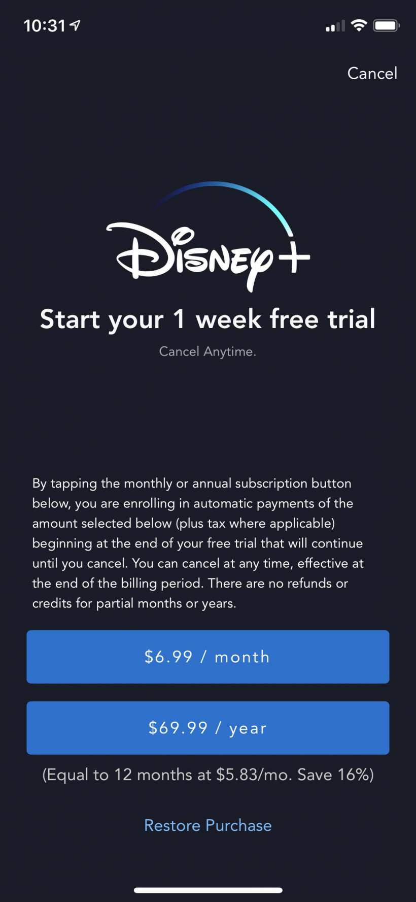 Cómo iniciar el periodo de prueba gratuita de una semana de Disney + iPhone y iPad.