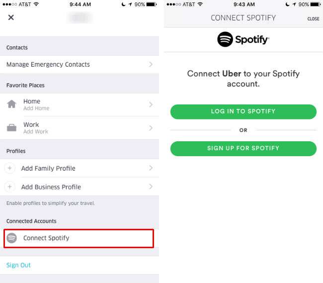 Conecte Spotify en su cuenta de Uber.