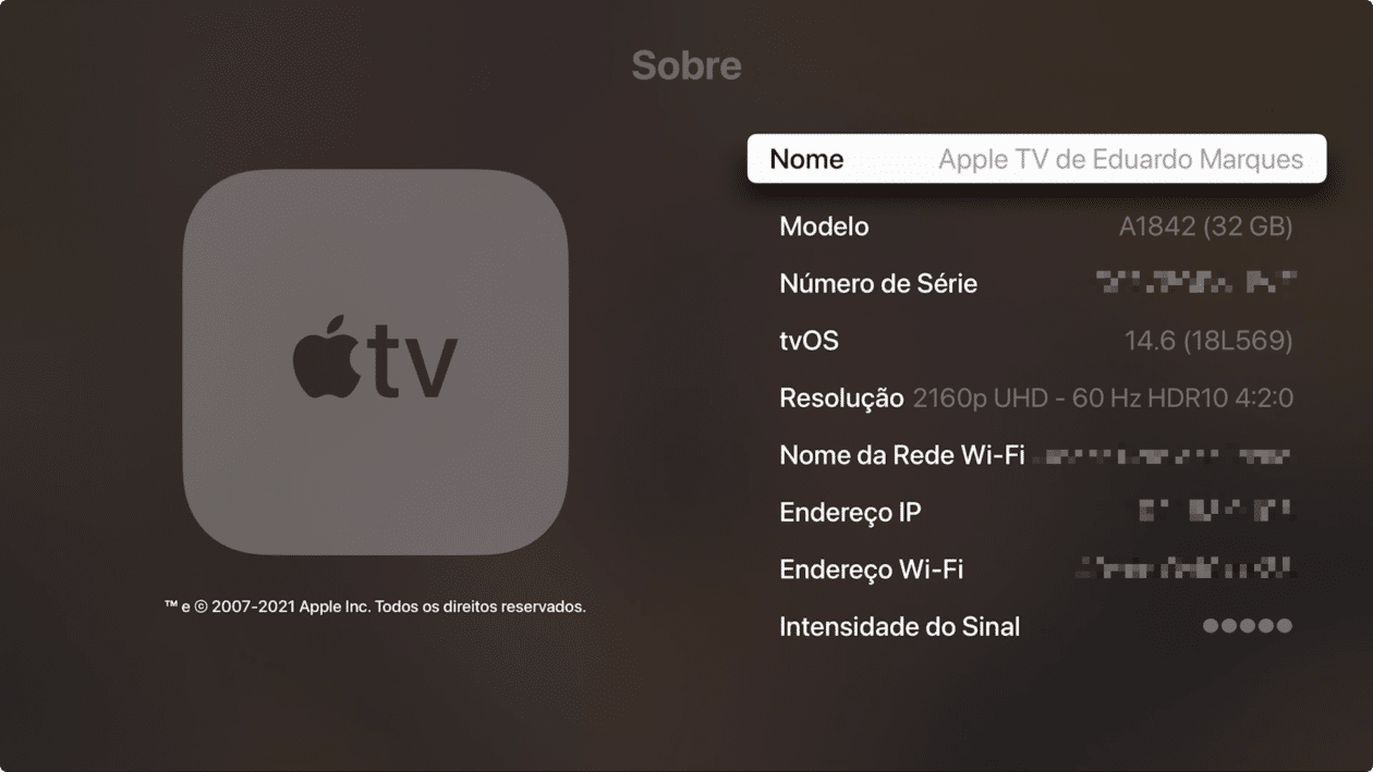 Ver el número de serie del Apple TV