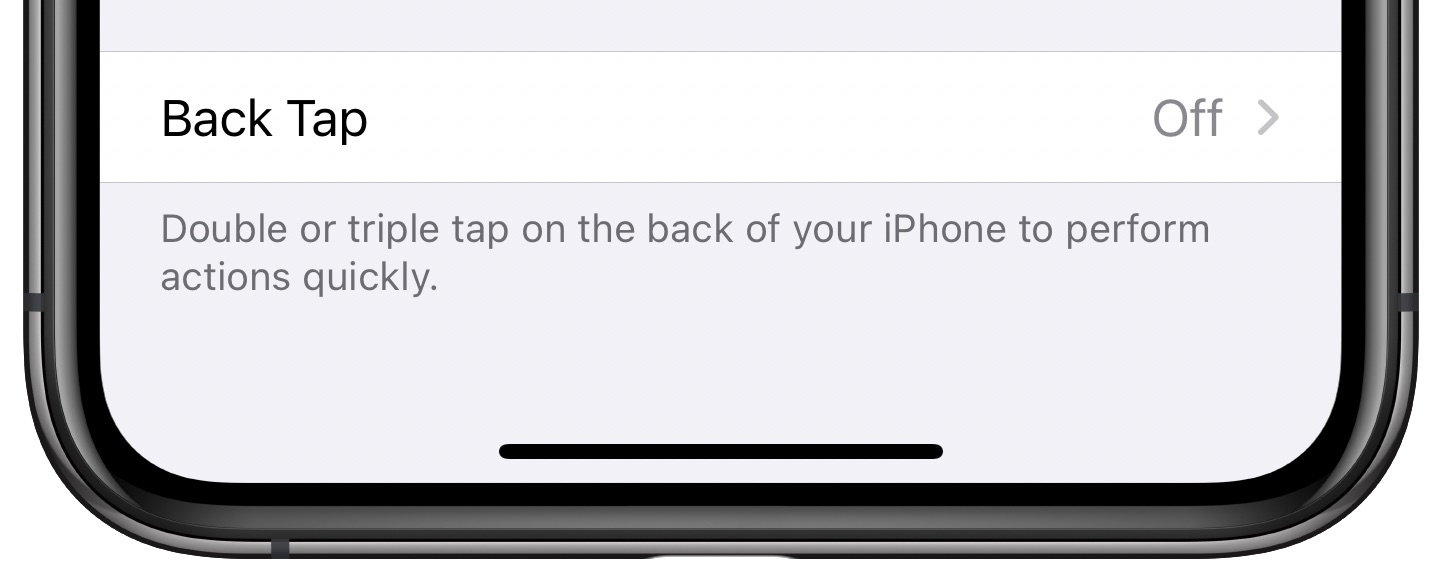 Acciones personalizadas del iPhone Toca posterior: desactivado