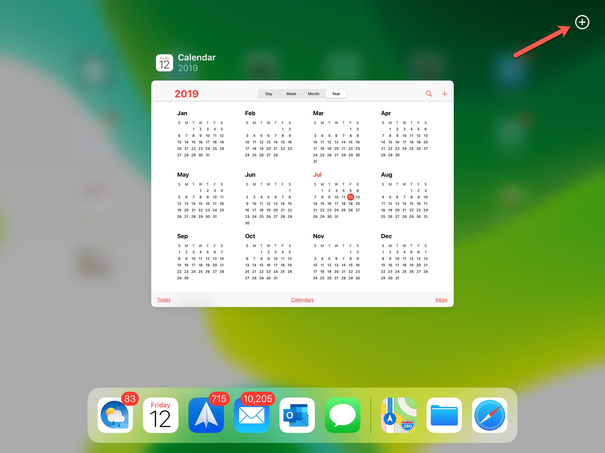 Visualización del calendario al iPad