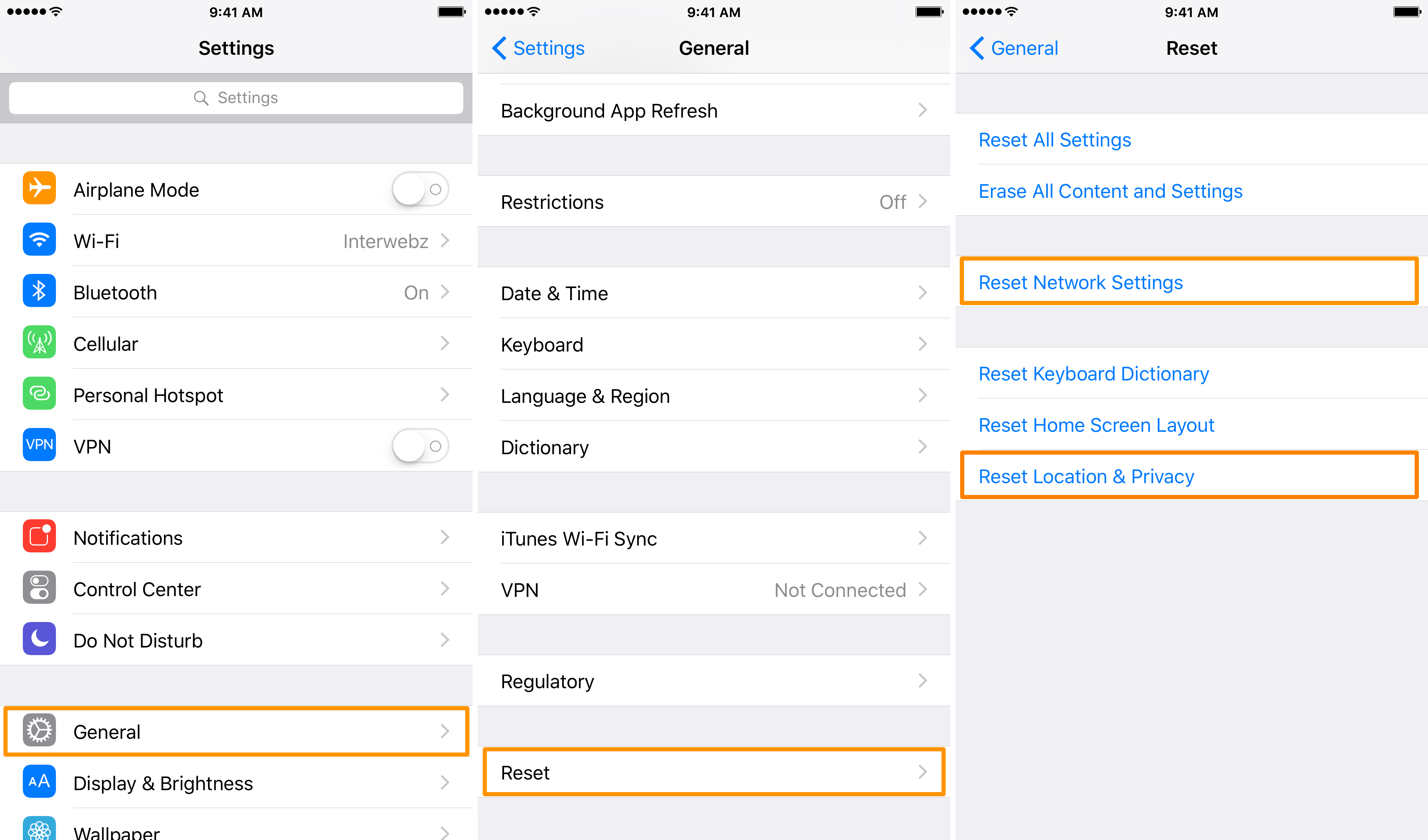 Restablecer-Configuración de ubicación-red-iOS-2