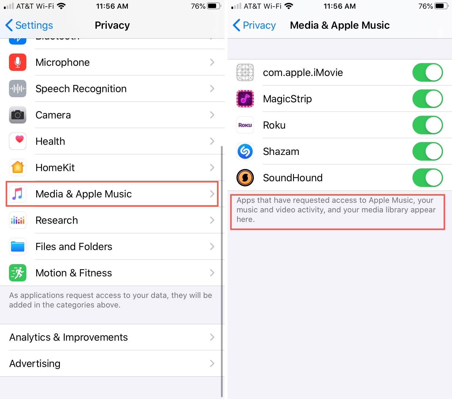 Configuración de privacidad de Apple Music Multimedia Aplicaciones de iPhone