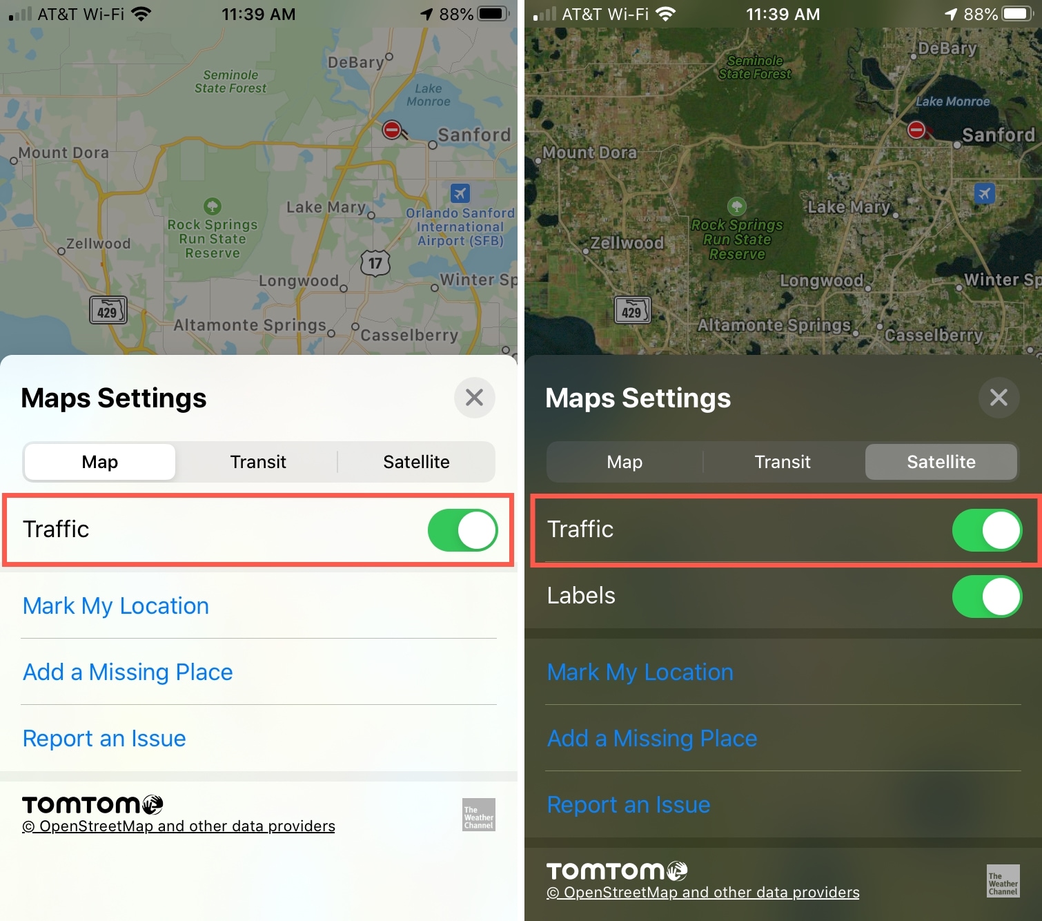Muestra el tráfico a Apple Maps en el iPhone