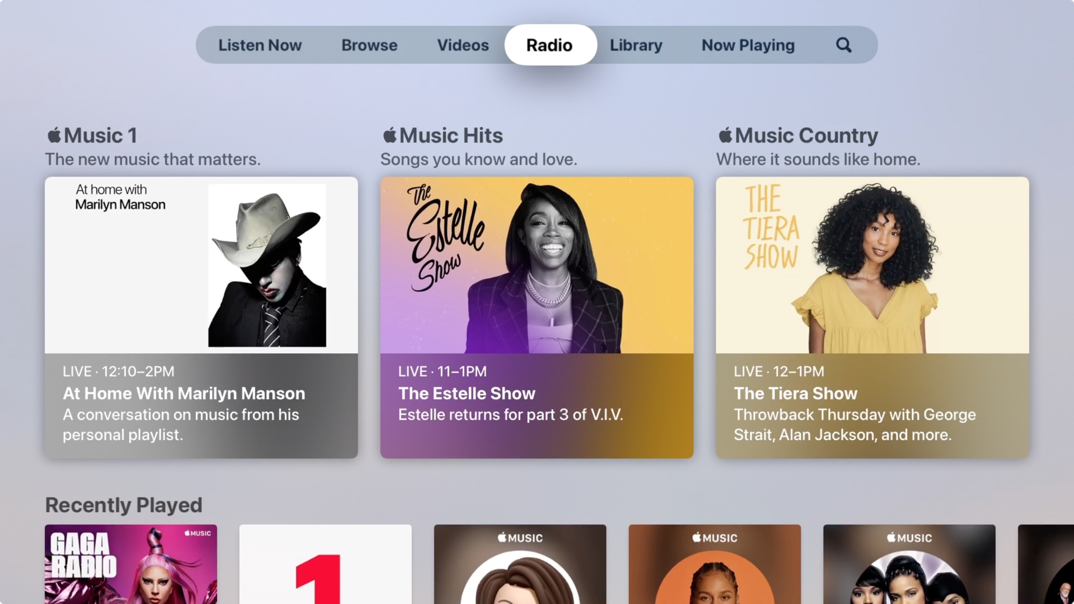 Radio en música a Apple TV