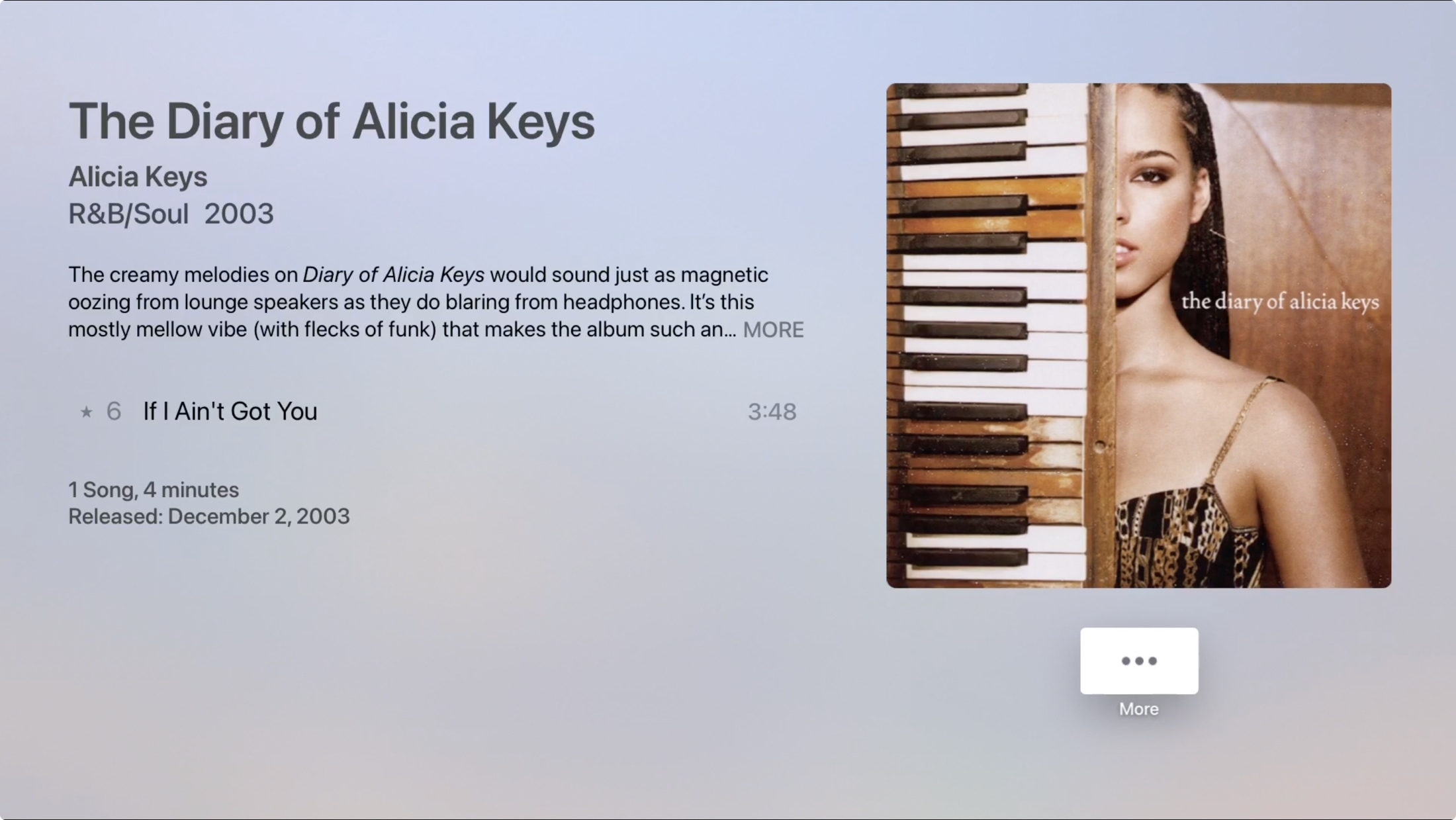 Canción a Library in Music al Apple TV