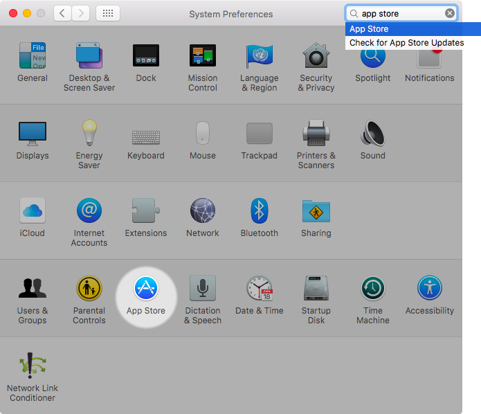 OS X El Capitan Preferencias del sistema App Store resaltó la captura de pantalla 001 del Mac