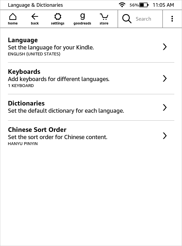 Configuración, idiomas y diccionarios a Kindle Paperwhite