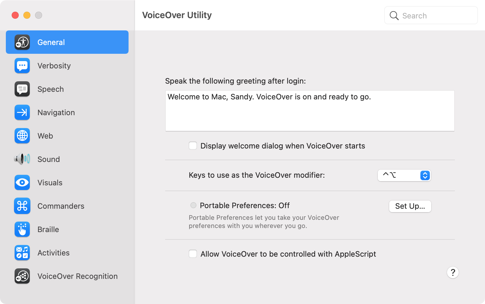 Utilidad general VoiceOver