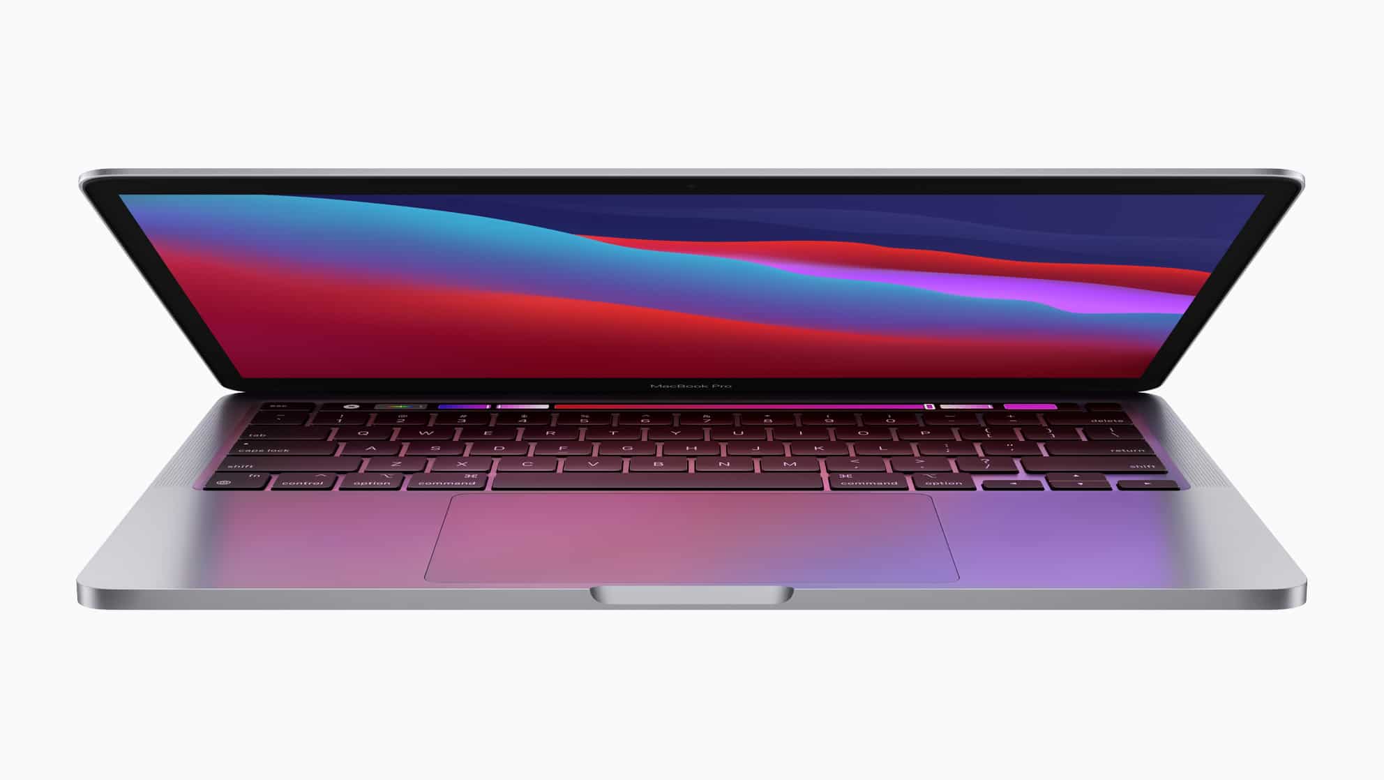 Nuevo MacBook Pro de 13 pulgadas con chip Apple M1 de frente con la tapa abriéndose