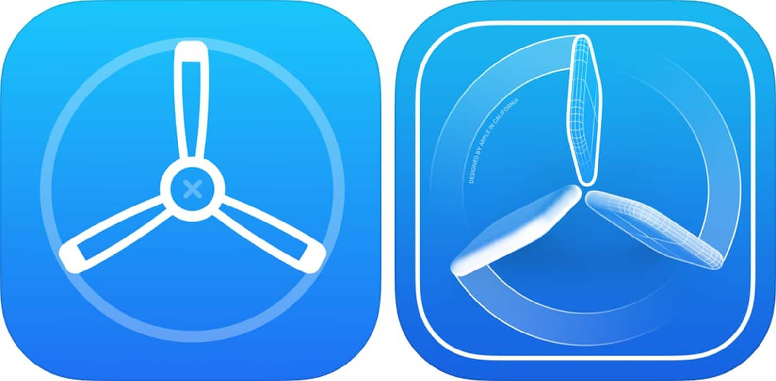 Iconos antiguos (izquierda) y nuevos (derecha) para la aplicación TestFlight de Apple