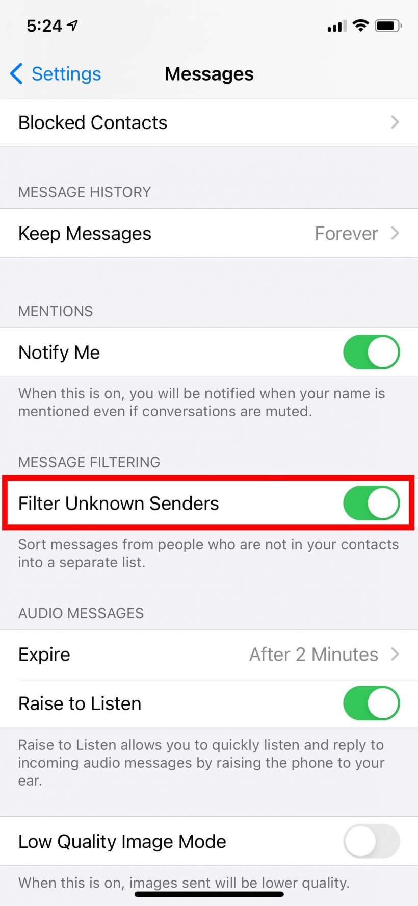 Como filtrar los mensajes de remitentes desconocidos en el iPhone y el iPad.