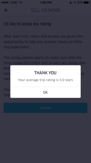 Consulte a su puntuación Uber.