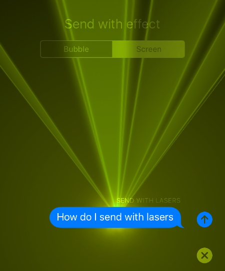 Mensajes de texto láser de iOS 10