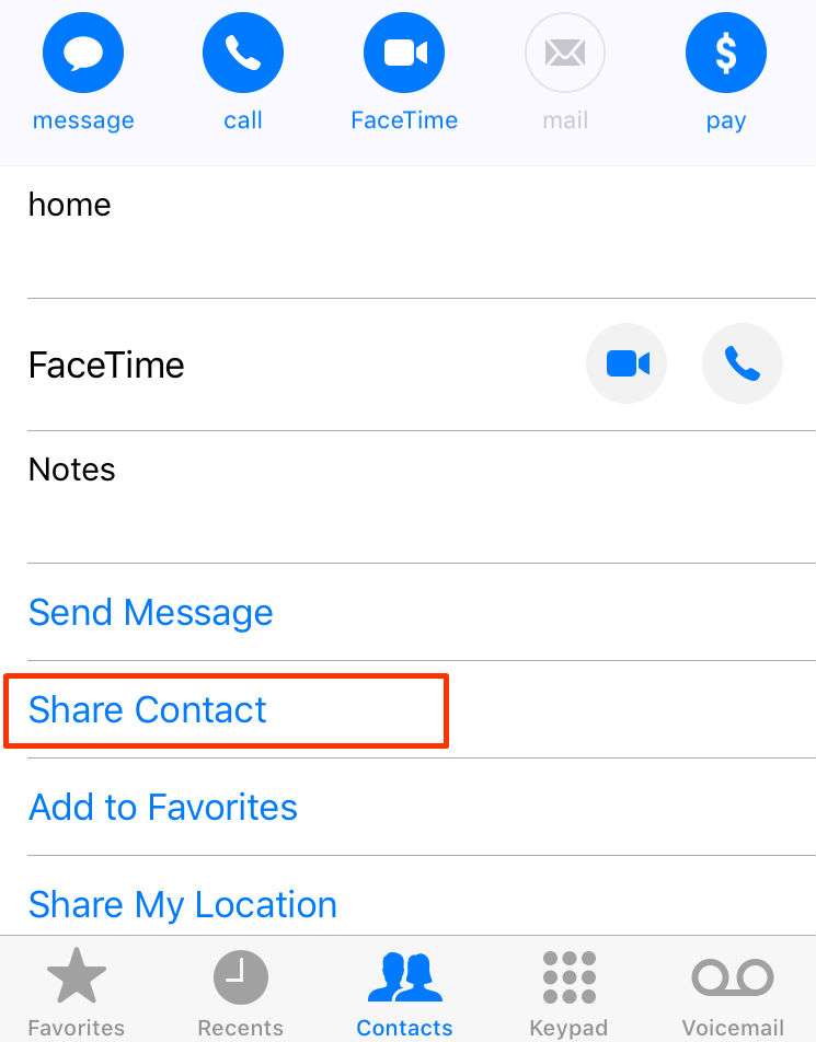 Compartir el contacto