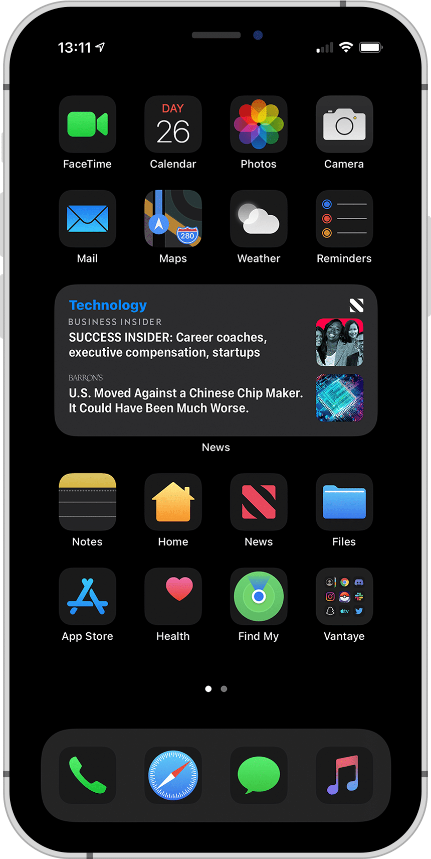 Vantaye, iOS 14 paquete de iconos adaptados al modo oscuro