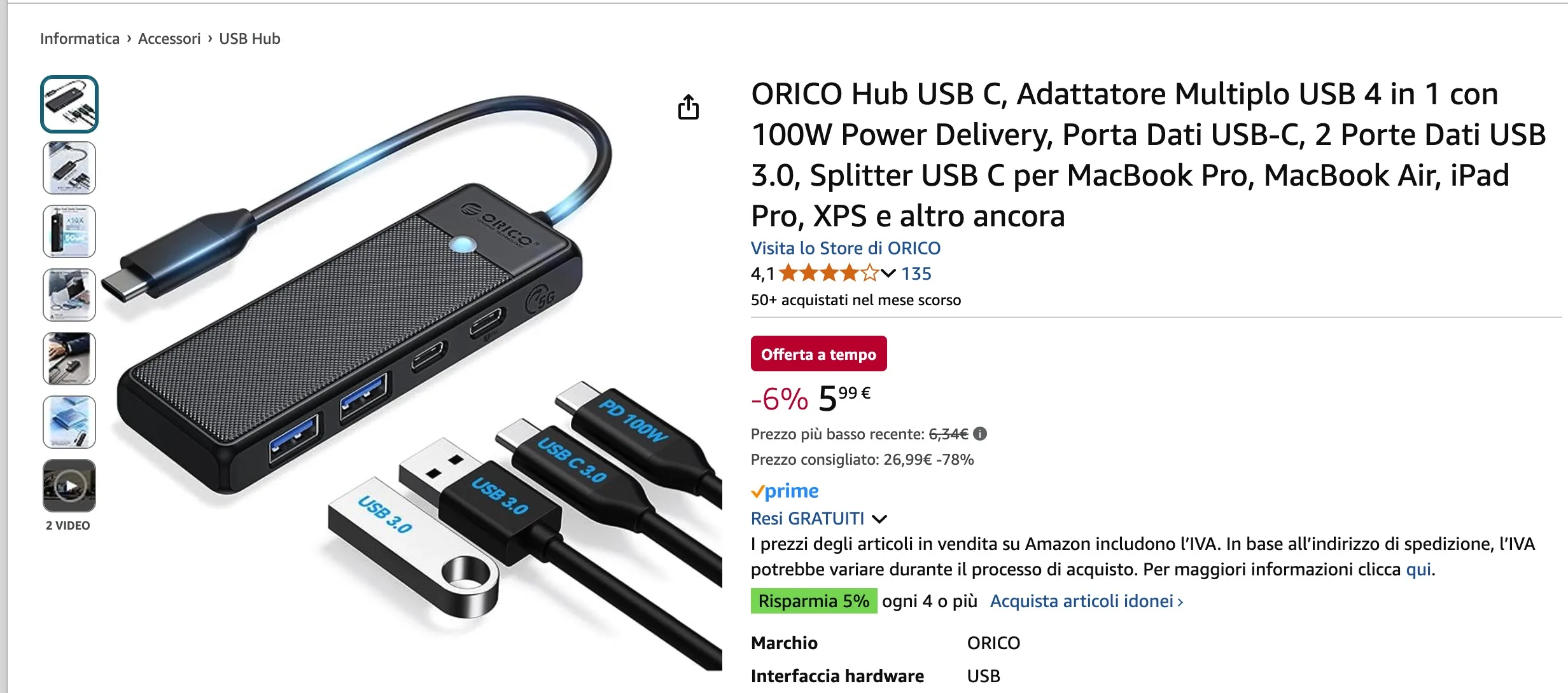 Orico USB-C Hub a un precio que no podrás creer, 5,99 € - macitynet.it