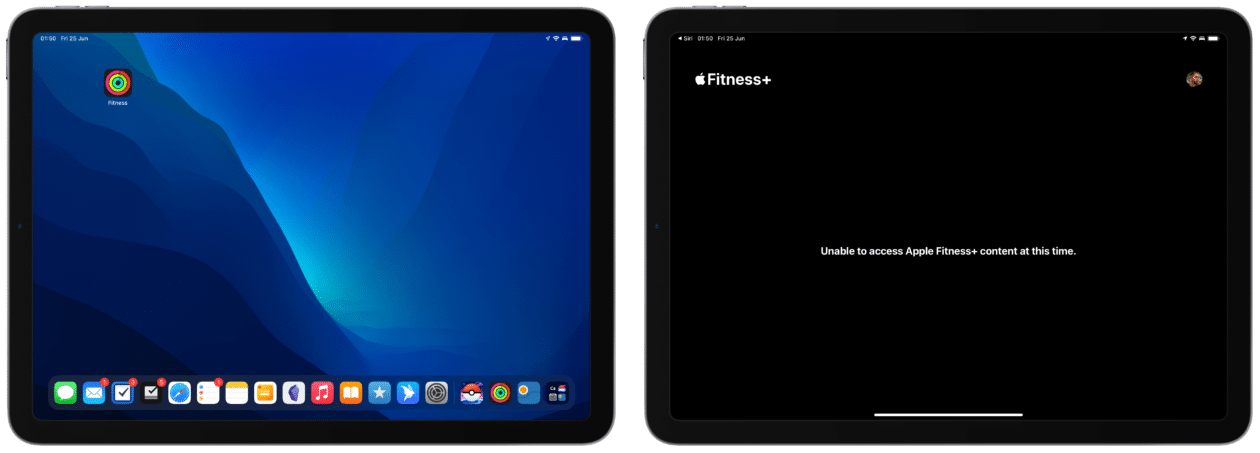 Aplicación de fitness en iPad